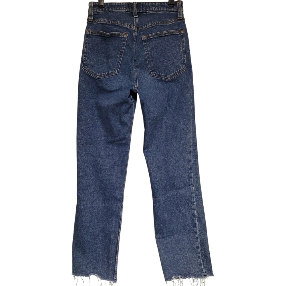 Abercrombie & Fitch Zoe Natural Rise Ankle Straight Jeans Raw Hem Womens 26W 2R - Picture 3 of 5